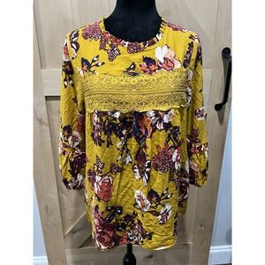 Women's Blouse By Eyeshadow In Mustred Yellow 3/4 Sleeve